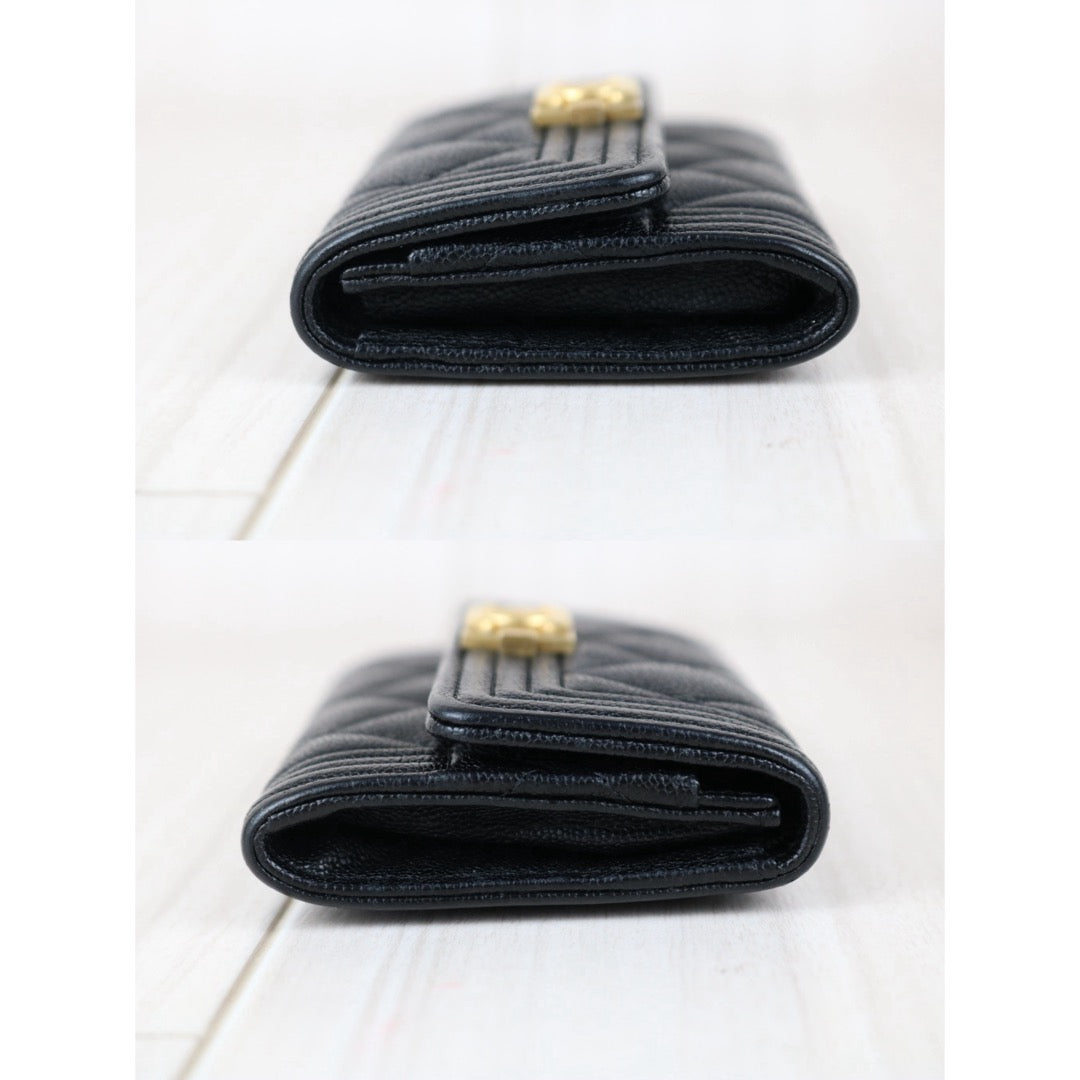 Include Entrupy Certificate of Authenticity｜Excellent（Rank SA）｜Full Set Chanel Caviar Skin Black Leboy Card Holder Made In 2019Year ｜X26051703