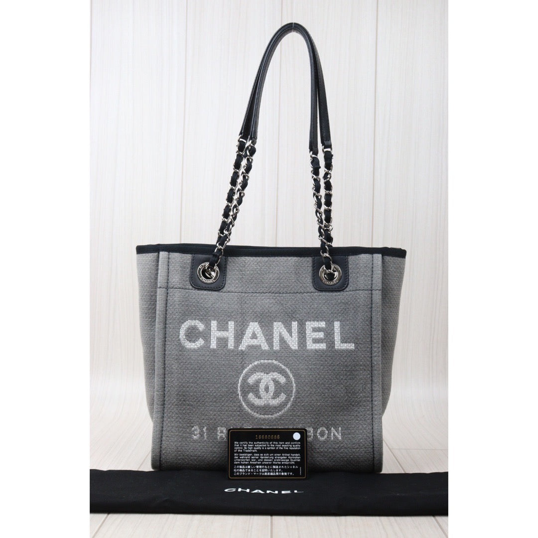 Rank A｜ CHANEL Canvas Tote Bag Gray Small Made In 2012 Year｜24050901