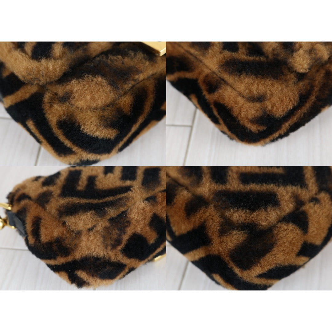 Very Good ( Rank A)｜ FENDI Zucca Mamma Baguette Sheep Skin Brown Shoulder Bag PM｜S25111302