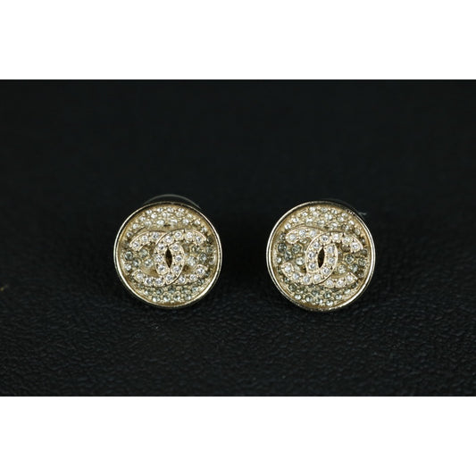 Very Good ( Rank A) ｜ CHANEL C23P Coco Mark  Rhinestone Golden  Earrings Made In 2023Year｜S26013103