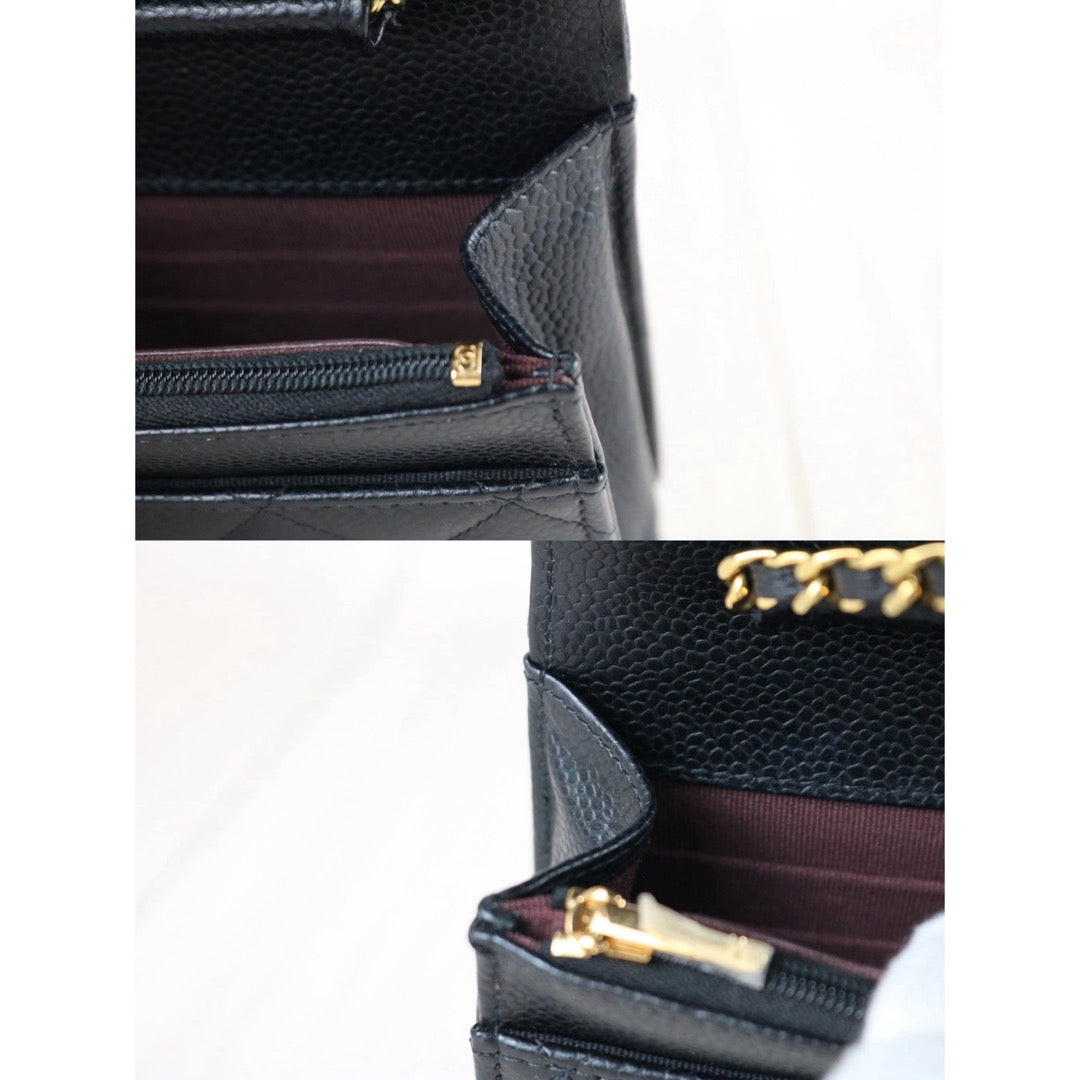 Include Entrupy Certificate of Authenticity｜Very Good ( Rank A)｜CHANEL Caviar Skin WOC 19 Chain Bag Black IC Chips Model｜S26072901