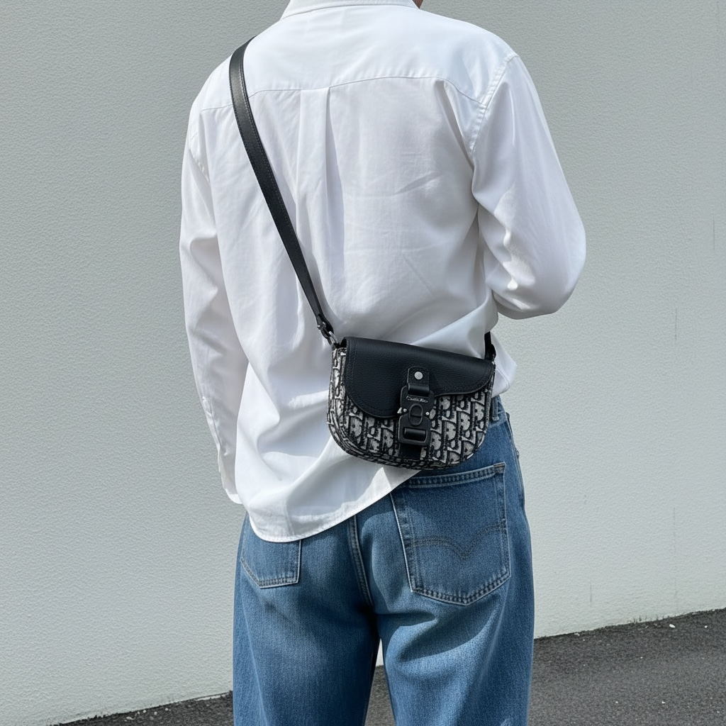 Include Entrupy Certificate of Authenticity｜Good ( Rank AB) ｜ Dior Trotter Leather Saddle Shoulder Bag｜S26031509