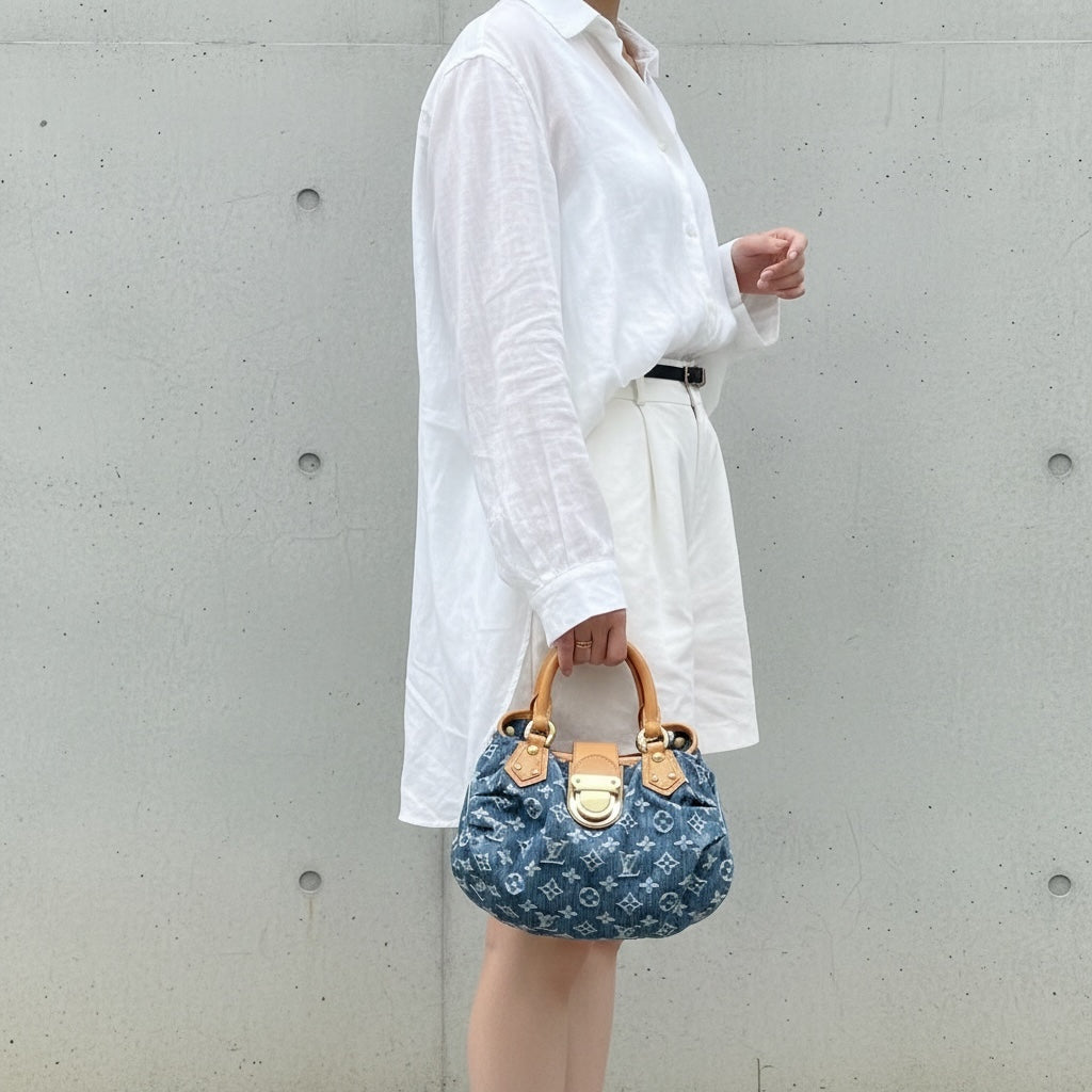 Include Entrupy Certificate of Authenticity｜Good ( Rank AB)｜ Louis Vuitton Monogram Denim Pleaty Hand Bag ｜S26060608