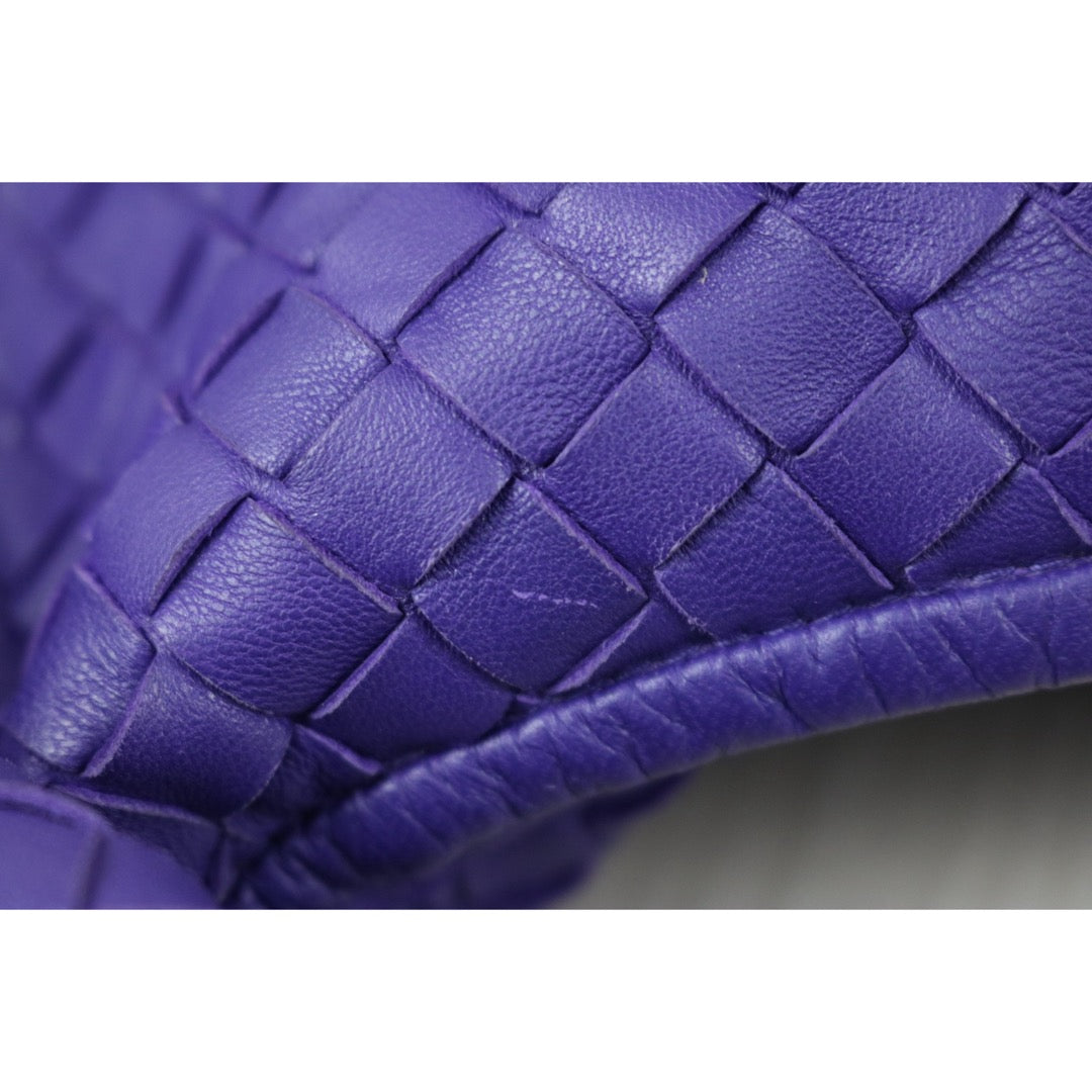 Include Entrupy Certificate of Authenticity｜Very Good ( Rank A)｜ Bottega Veneta Lamb Skin Braid Shoulder Bag Dark Purple｜S26041304