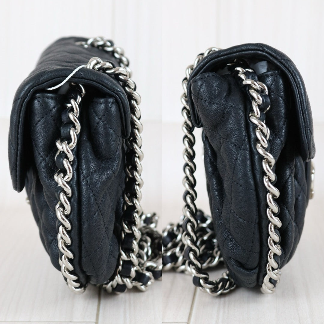 Include Entrupy Certificate of Authenticity｜Very Good ( Rank A)｜ CHANEL Calf Leather Chain Around Cloud Bag Shoulder Bag Black PM Made In 2013-2014Year｜S26031510