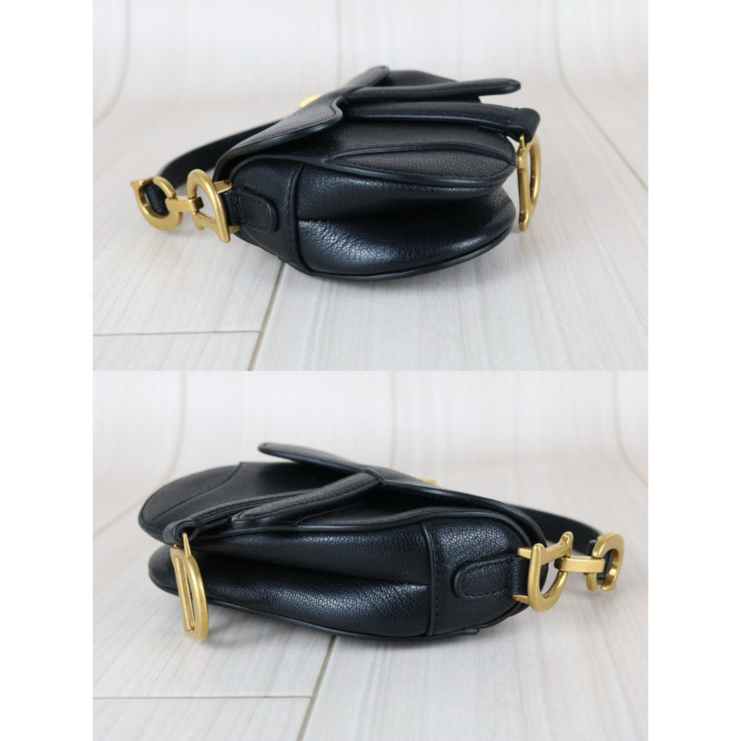 Very Good ( Rank A)｜Dior Trotter Saddle Calf Leather Mini Mini HandBag  Black ｜S25103007