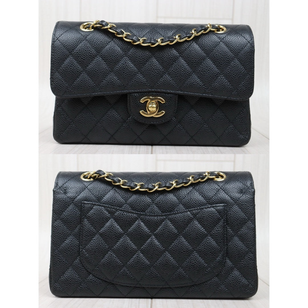 Excellent（Rank SA）｜ CHANEL Caviar Skin Matrasse Double Flap 23 Shoulder Bag Black Made In 2020 Year  ｜S25012703