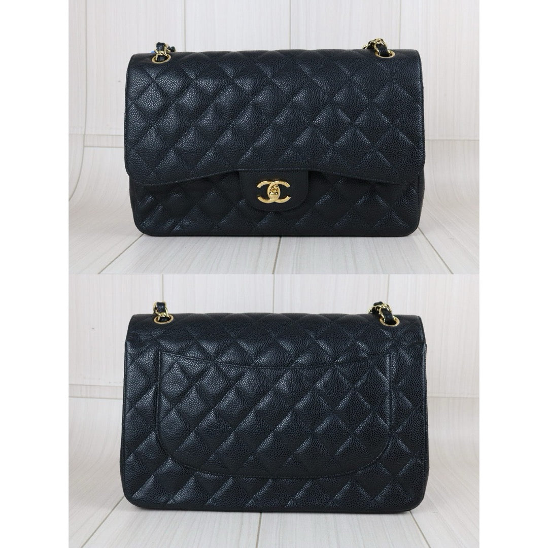 Include Entrupy Certificate of Authenticity｜Very Good ( Rank A)｜ CHANEL Matrasse Chain Caviar Skin Jumbo Black  Made In 2010-2011 Year｜S26080102