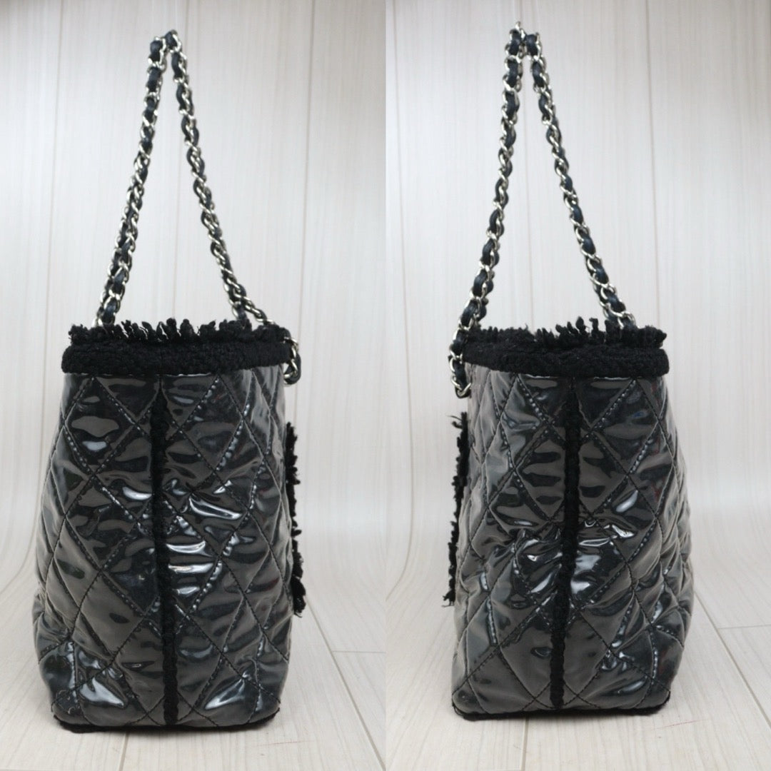 Good ( Rank AB)｜ CHANEL Matrasse Chain Plastics Tote Bag Black  Made In 2009-2010 Year｜25092612