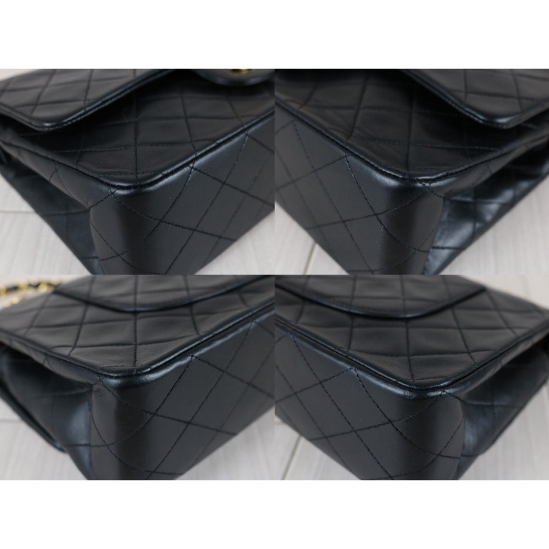 Include Entrupy Certificate of Authenticity｜Very Good ( Rank A)｜ CHANEL Lamb Skin Matrasse Chain Double Flap 25 Shoulder Bag  Black Made In 1996-1997Year｜26020401