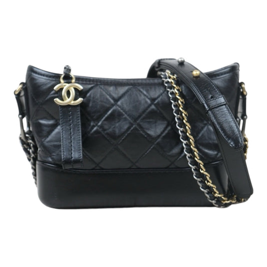 Very Good ( Rank A) ｜CHANEL PM Gabrielle Aged Calfskin Shoulder Bag Black Made in 2019-2020Year｜S24092813