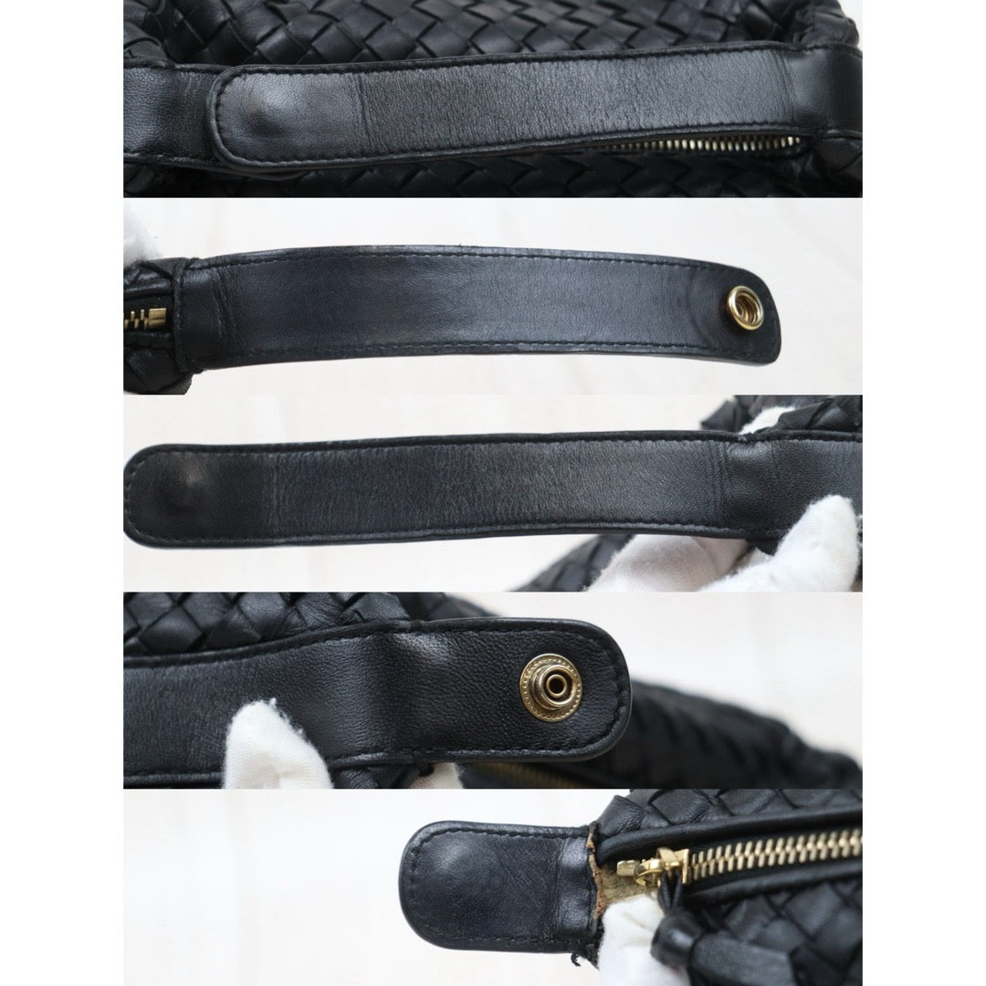 Good ( Rank AB)｜ Bottega Veneta Lamb Skin  Braid HandBag Black｜25062617