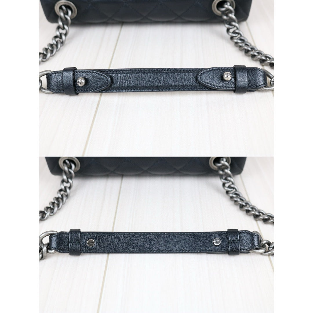 Very Good ( Rank A)｜ CHANEL City Rock Goatskin Single Flap Chain Shoulder Bag Black Made In 2015-2016 Year｜X25041402