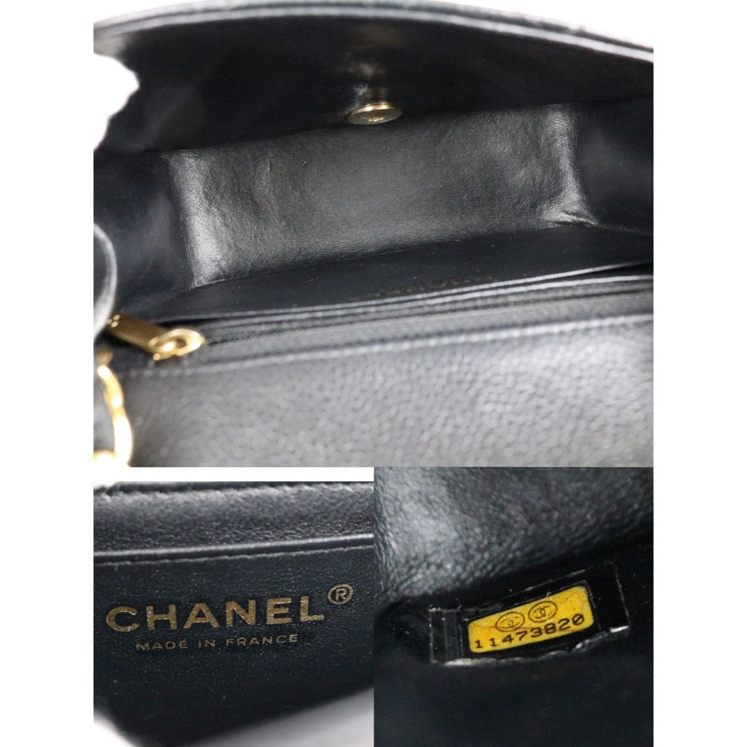 Include Entrupy Certificate of Authenticity｜Good ( Rank AB)｜ CHANEL  Mini Matrasse  Caviar Skin 17 Flap 24k gold plated  Shoulder Bag Made in 2006-2008 Year｜S26031512