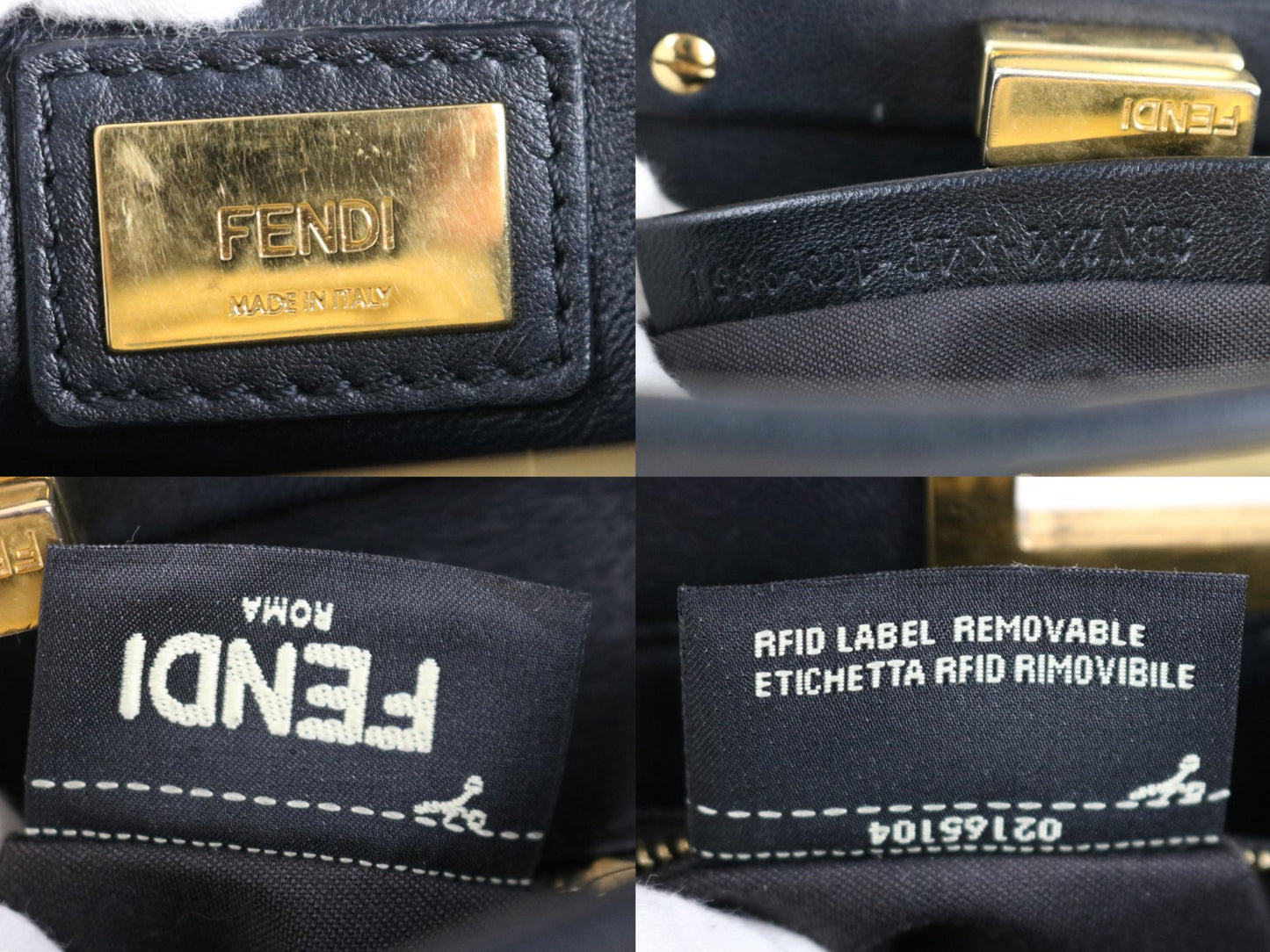 Very Good （Rank A） ｜ FENDI Calf Leather Peekapoo iconic mini Handbag With Shoulder Bag Black｜S26011707