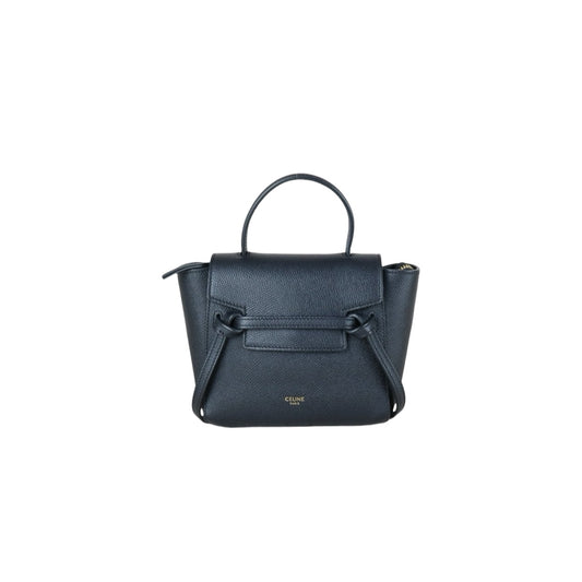Good ( Rank AB)｜CELINE Calf Leather Belt Pico Handbag Shoulder Bag Black｜X25092807