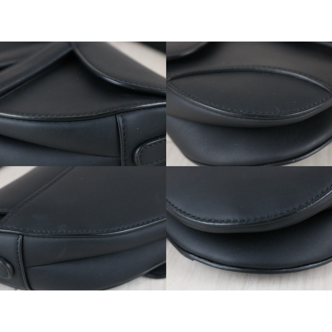 Very Good ( Rank A) ｜  Dior Calfskin Small Saddle Shoulder Bag Black  ｜J25042404