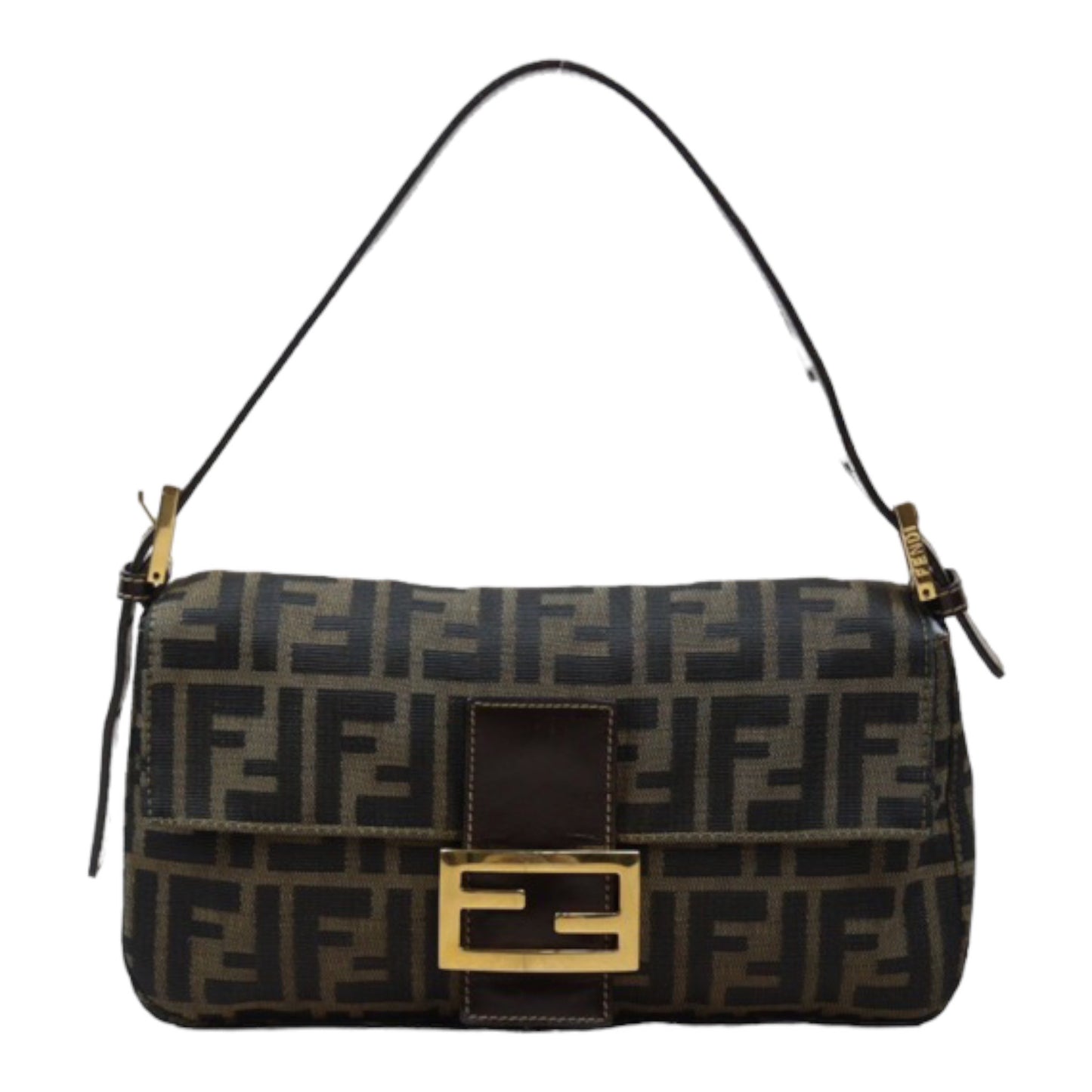 Rank A｜ FENDI Zucca Mamma Baguette Shoulder Bag Gold Hardware｜24062006