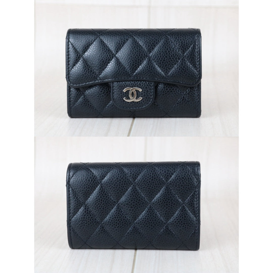 Include Entrupy Certificate of Authenticity｜Very Good ( Rank A)｜CHANEL Caviar Skin Black Card Holder Made In 2017Year｜S26060134