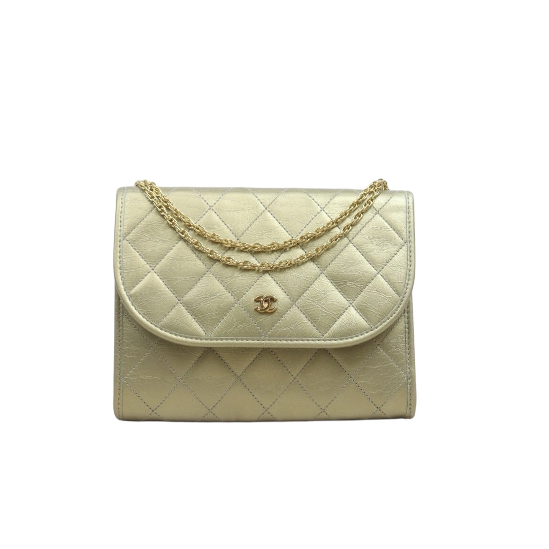 Include Entrupy Certificate of Authenticity｜Very Good ( Rank A)｜ CHANEL Matrasse Lambskin Chain  Bag Caviar Skin Gold  ｜26080622