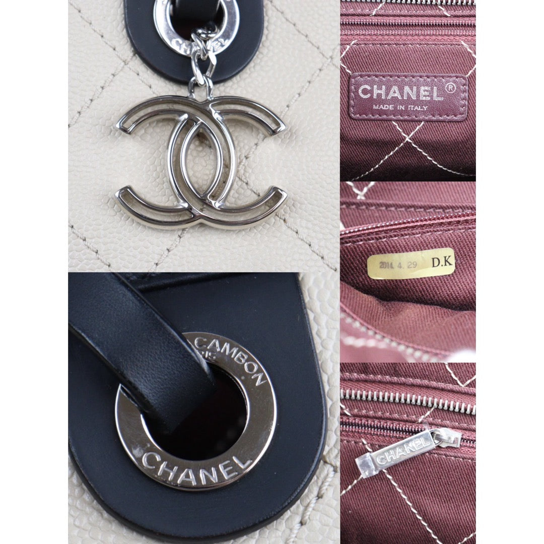 Rank AB｜ CHANEL Caviar Skin Leather Calf Leather Tote Bag  With Pouch Made In 2014Year｜Q24030509