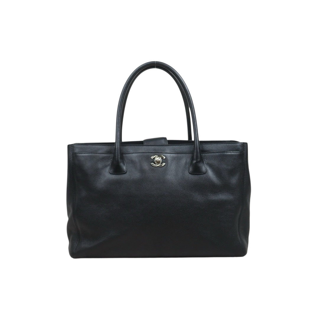 Good ( Rank AB) ｜CHANEL Calf Leather Cerf Tote Shoulder Bag Black Made in 2008-2009Year｜25090401