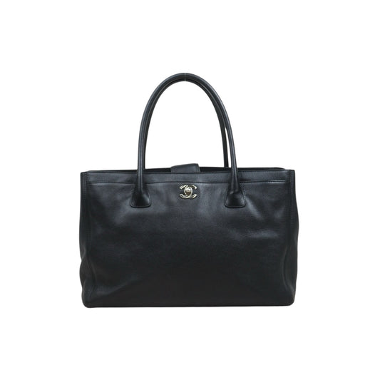 Good ( Rank AB) ｜CHANEL Calf Leather Cerf Tote Shoulder Bag Black Made in 2008-2009Year｜25090401