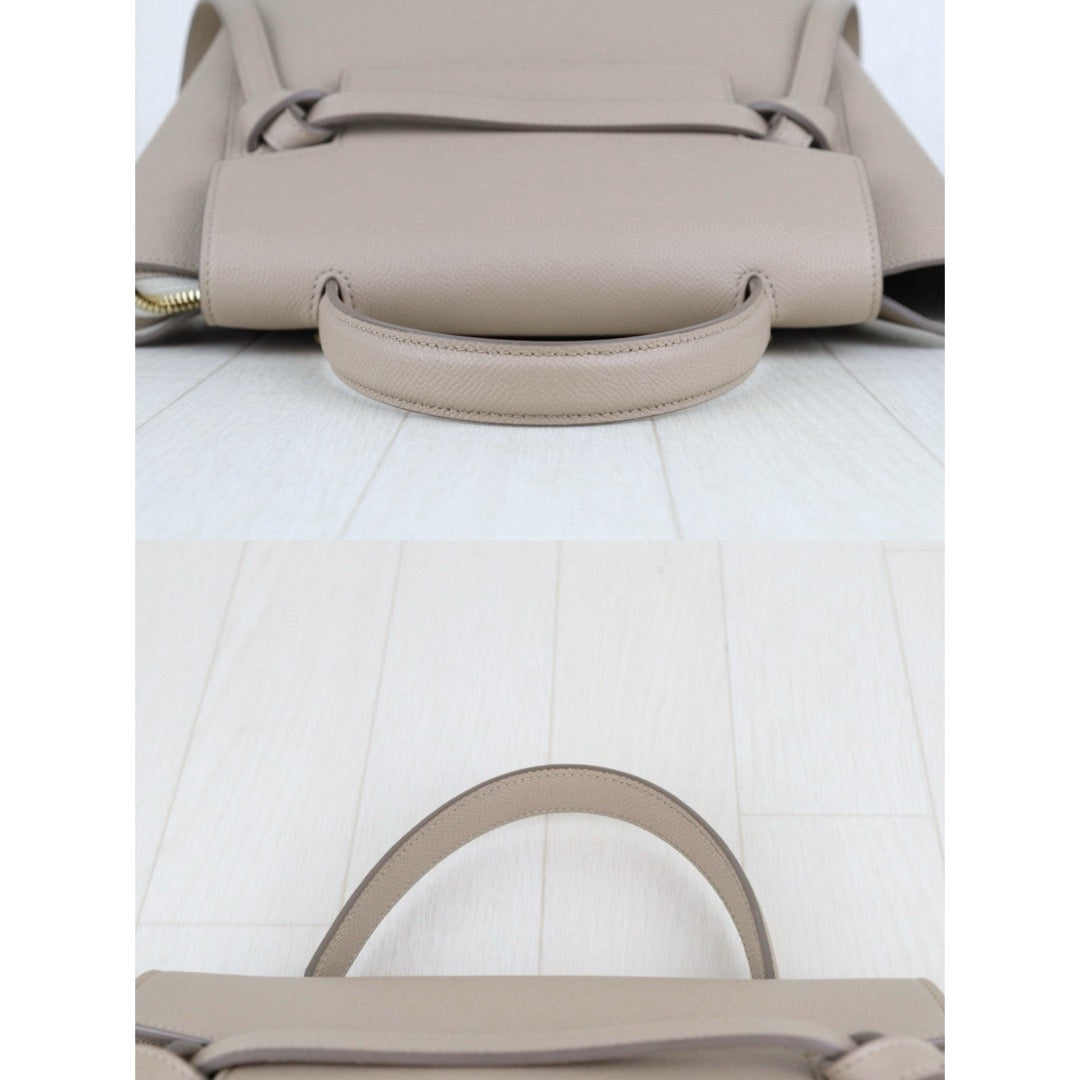 Very Good ( Rank A)｜CELINE Calf Leather Belt Micro Handbag Shoulder Bag Beige｜S25051303