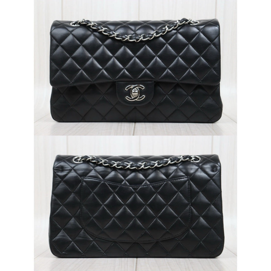 Very Good ( Rank A)｜ CHANEL Lamb Skin Matrasse Double Flap 25 Shoulder Bag  Black Made In 2008-2009Year｜S25062504