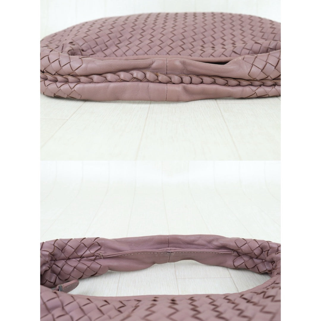 Include Entrupy Certificate of Authenticity｜Good ( Rank AB) Bottega Veneta Lamb Skin Braid Shoulder Bag Dark Purple Cameo｜S26041408