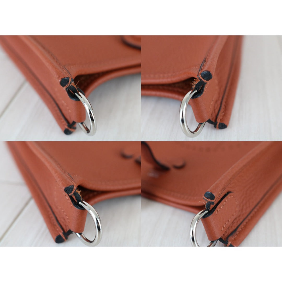 Include Entrupy Certificate of Authenticity｜Very Good ( Rank A)｜ Full Set HERMES Clemence Leather Mini Evelyn 16 Shoulder Bag Potiron D Stamp Made In 2019Year｜X26030702