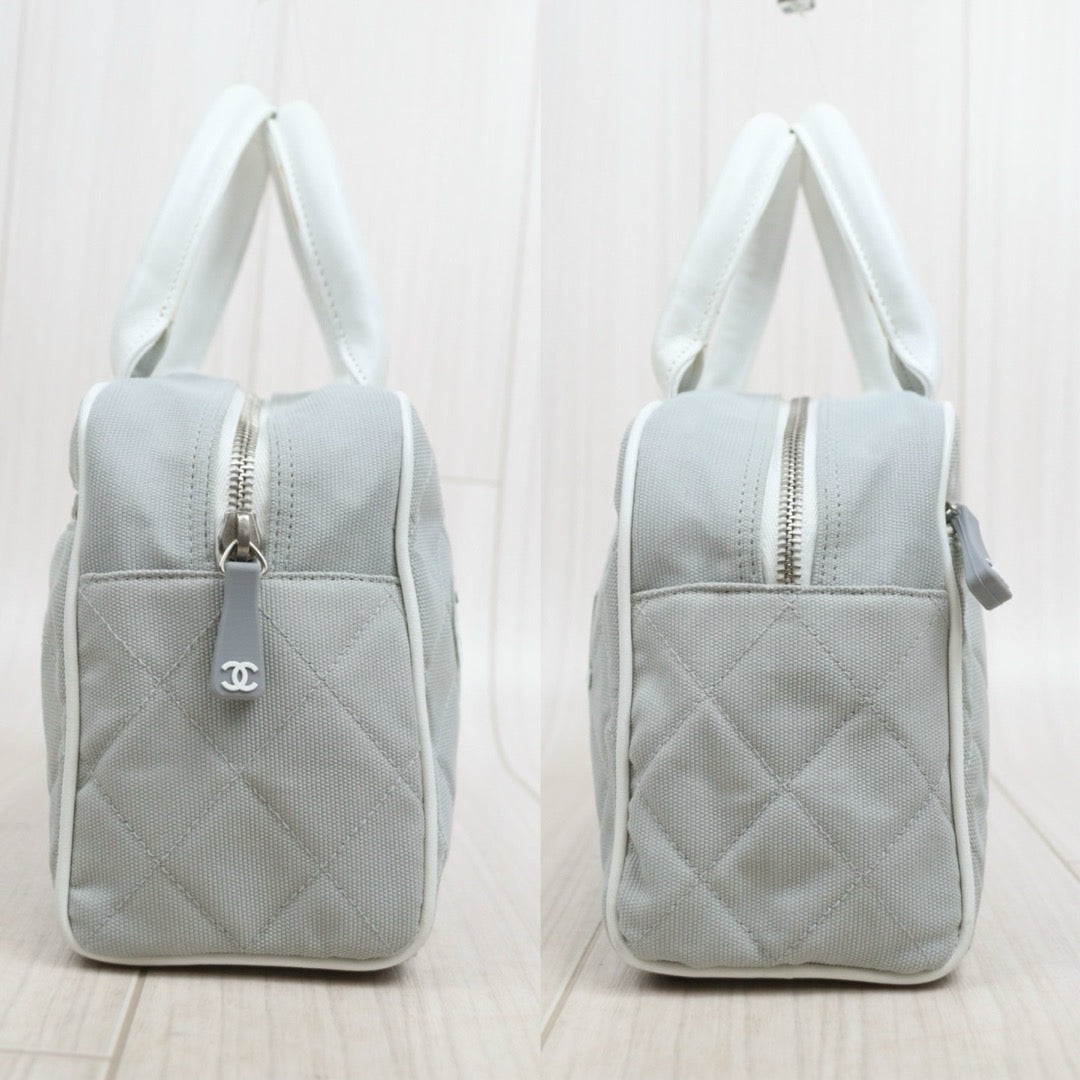 Include Entrupy Certificate of Authenticity｜Good ( Rank AB) ｜CHANEL Vintage Sports Line Quilted Canvas Bowling HanBag Made in 2000-2002 Year｜26082601