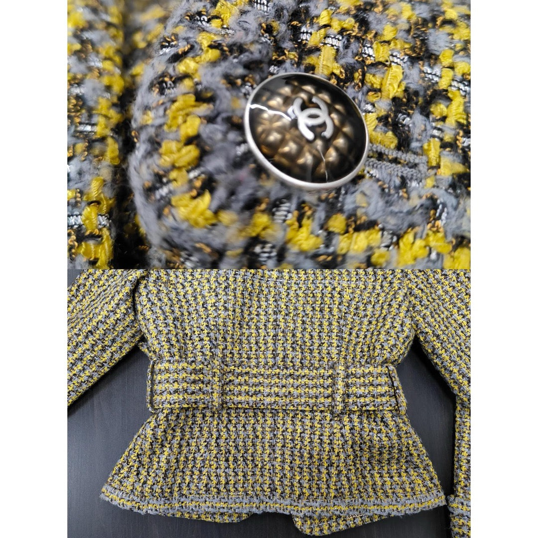 Very Good ( Rank A) ｜ CHANEL 17B Rayon Tweed Yellow Coat 34 size  ｜W25102106