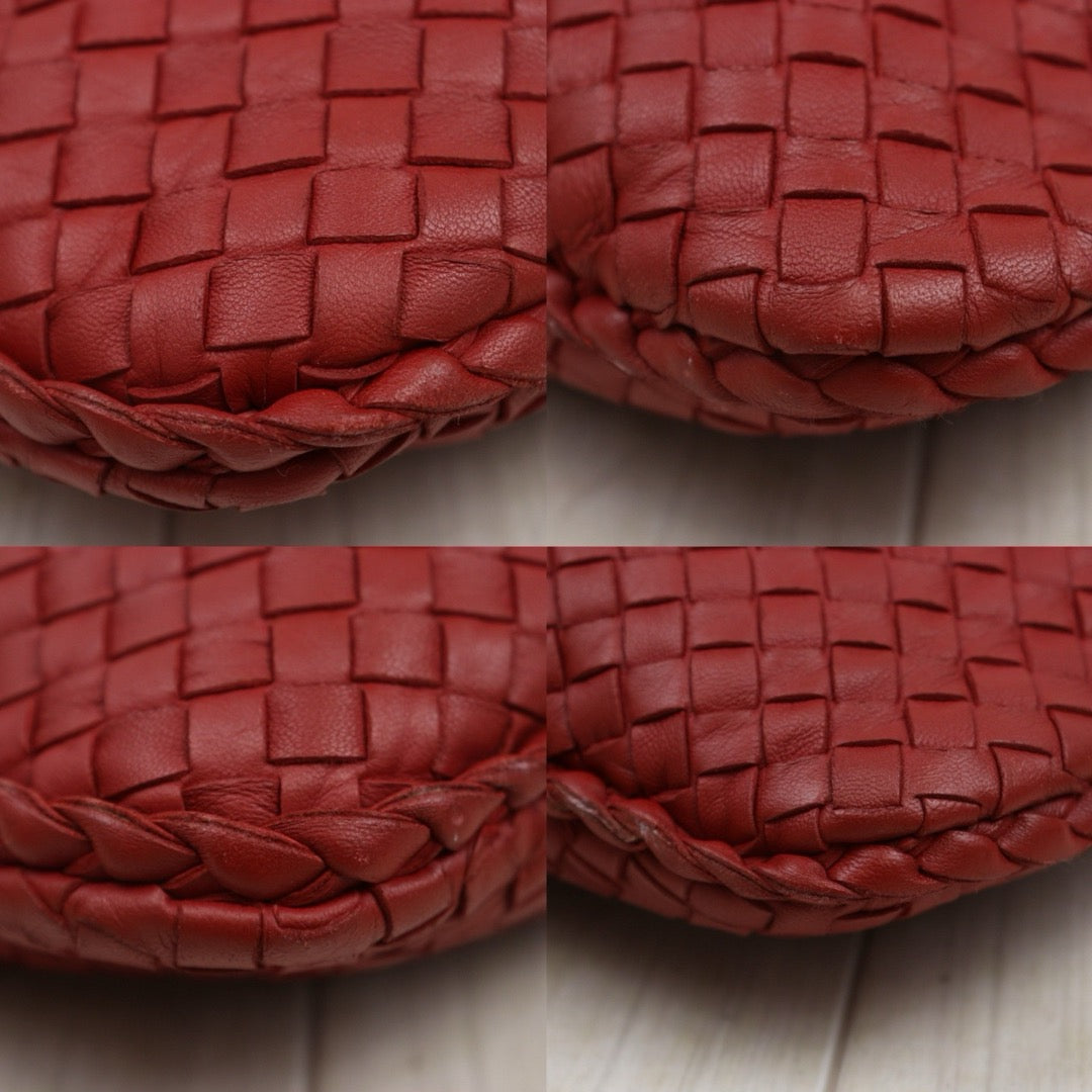 Good ( Rank AB)｜ Bottega Veneta Lamb Skin Braid Shoulder Bag Red｜V25060510