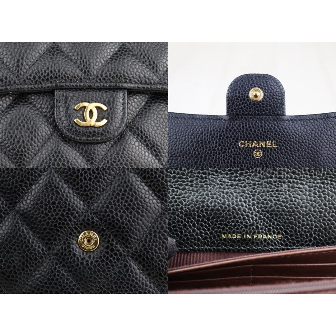 Very Good ( Rank A)｜CHANEL Caviar Skin Black Long Wallet Made In 2020 - 2021 Year｜H25011310