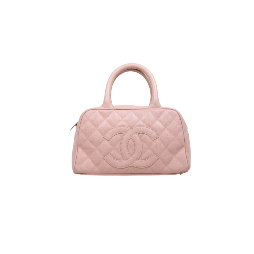 Very Good ( Rank A)｜ CHANEL Caviar Skin Calf Leather Bowling Hand Bag Pink Made In 2003～2004Year｜25122511