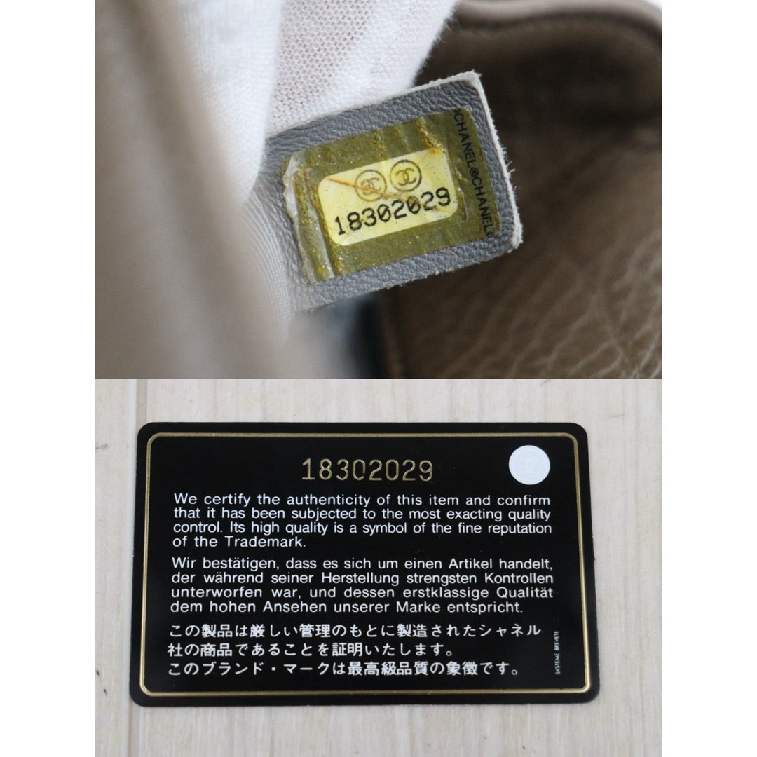 Good ( Rank AB) ｜CHANEL Calf Leather Cerf Tote Shoulder Bag PM Etoupe Gray Made in 2013-2014Year｜25121206