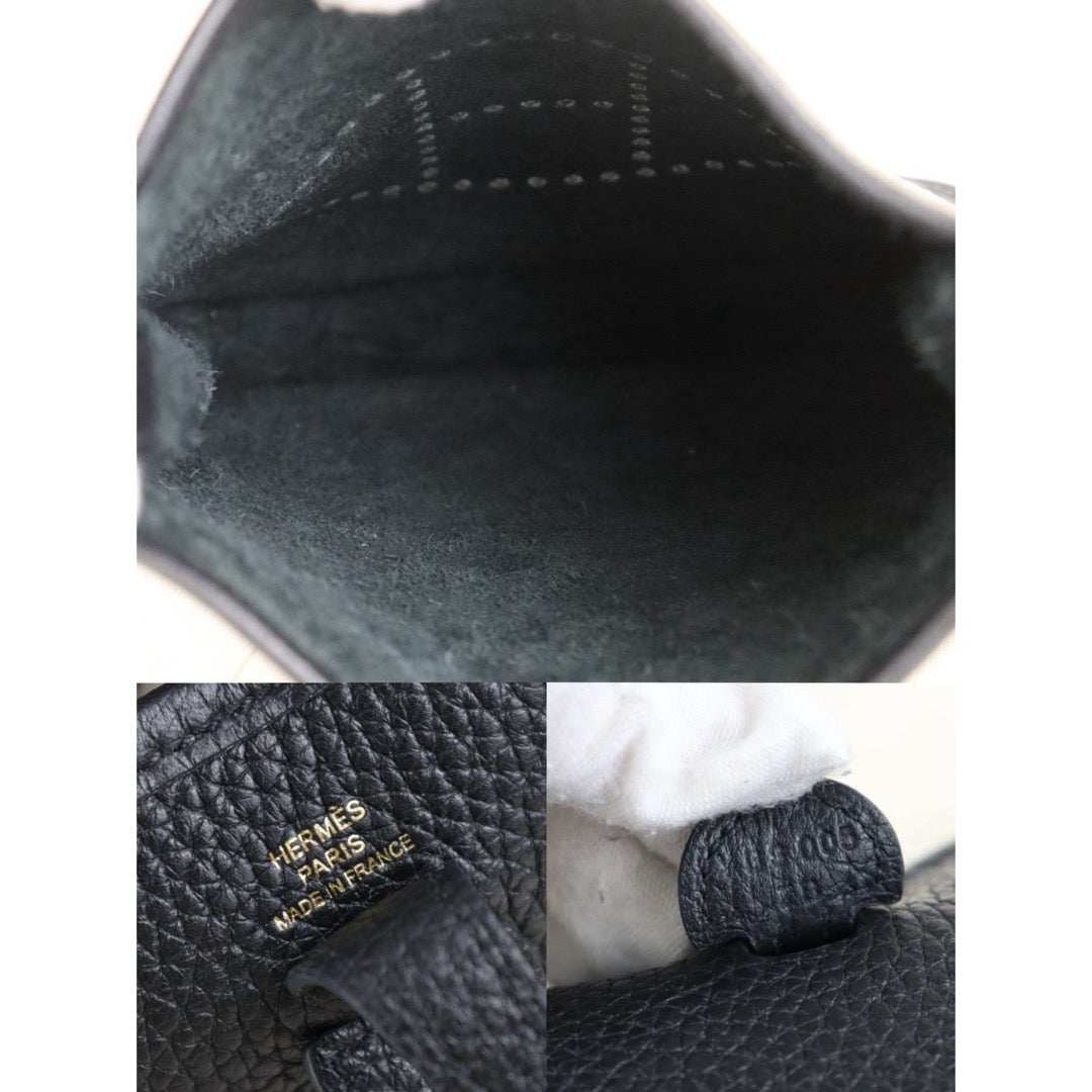 Include Entrupy Certificate of Authenticity｜Very Good ( Rank A)｜ HERMES TC Leather Mini Evelyn 16 Shoulder Bag Black Y Stamp Made In 2020Year｜S26030828
