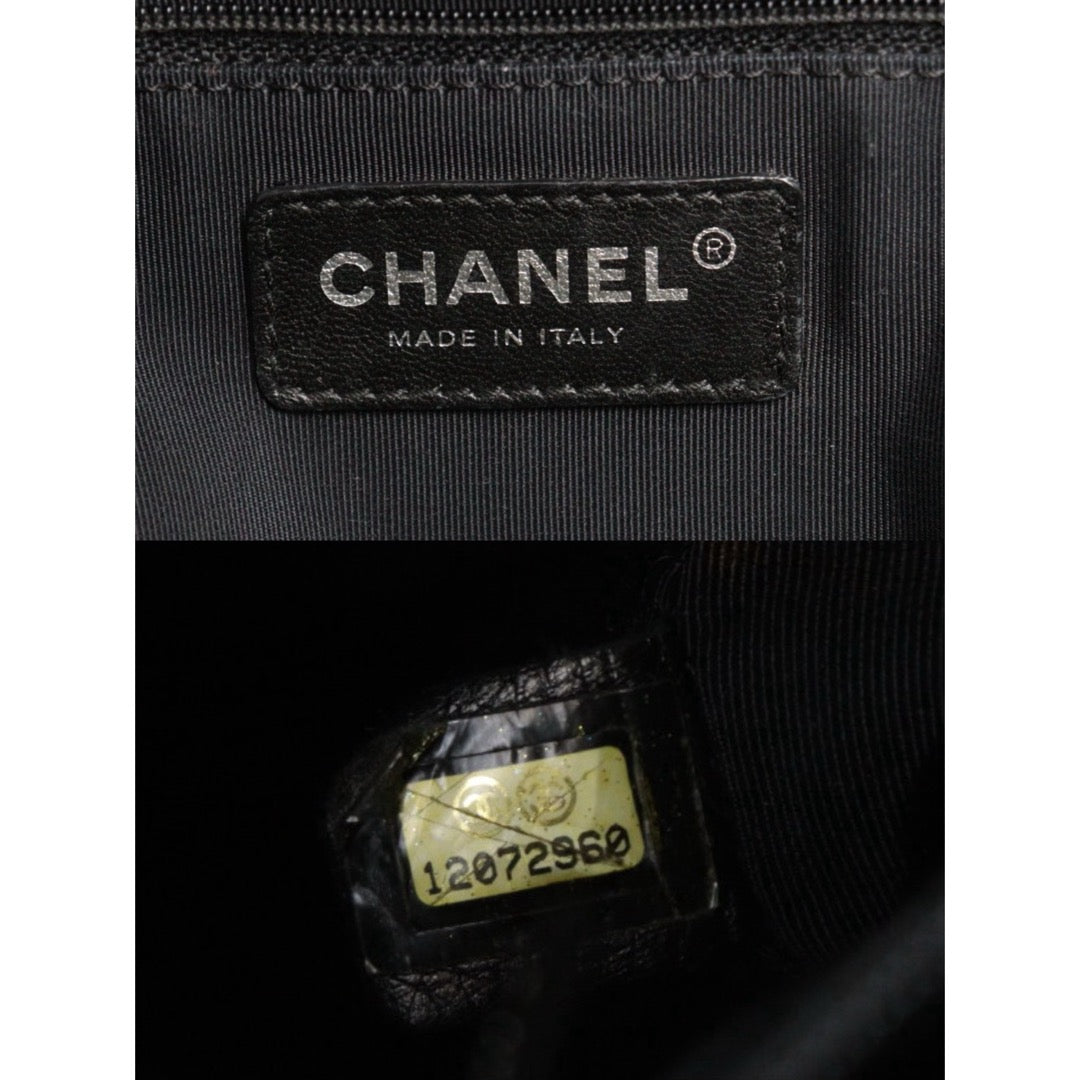 Good ( Rank AB) ｜CHANEL Calf Leather Cerf Tote Shoulder Bag Black Made in 2008-2009Year｜25090401