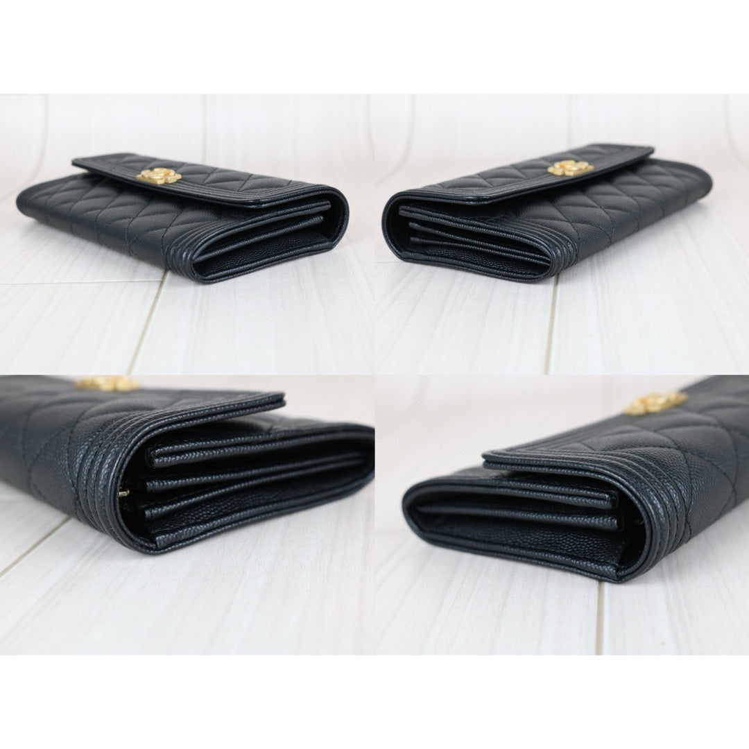 Very Good ( Rank A) ｜CHANEL Leboy Caviar Skin Black Long Wallet Made In 2018 Year｜X25040711