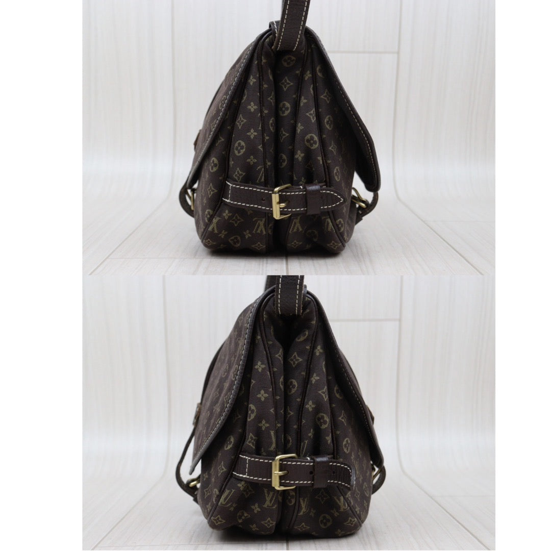 Rank A ｜LV Monogram Mini Run Saumur  Shoulder Bag Canvas Leather Brown｜24032923