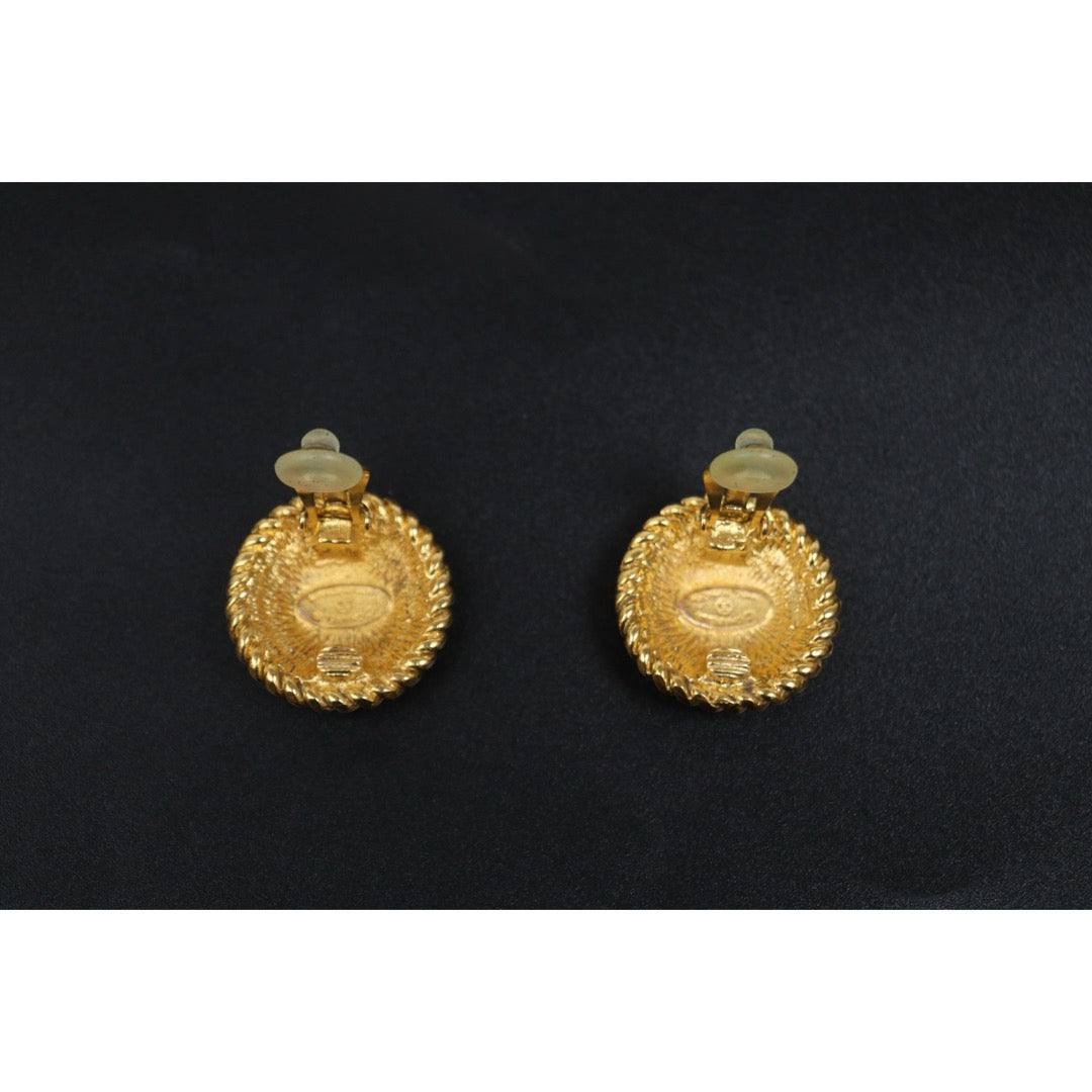 Include Authentic Detective Certificate of Authenticity｜Good ( Rank AB) ｜ CHANEL Coco Mark  Weave Gold Earrings ｜Y26040714