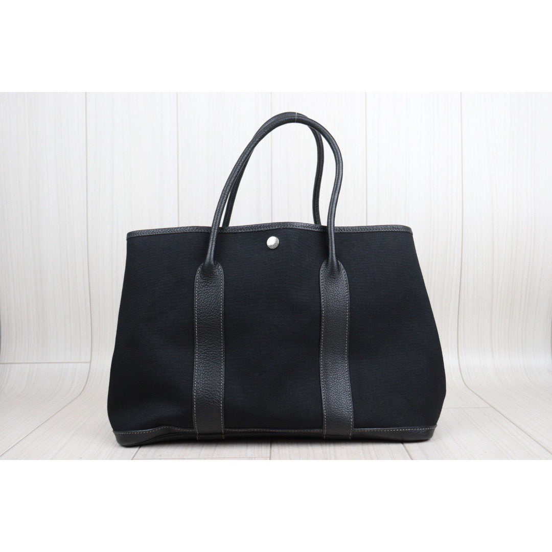 Rank A｜ HERMES Garden Party PM ◽︎G Stamp HandBag Black｜23112105