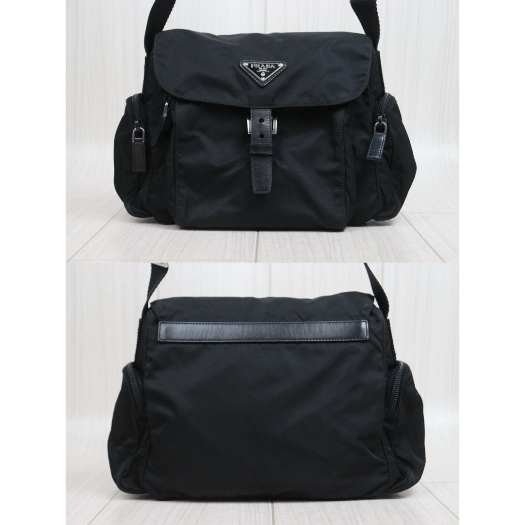Include Entrupy Certificate of Authenticity｜Very Good ( Rank A)｜Prada  Nylon Black Shoulder Bag  Silver Hardware｜26062911