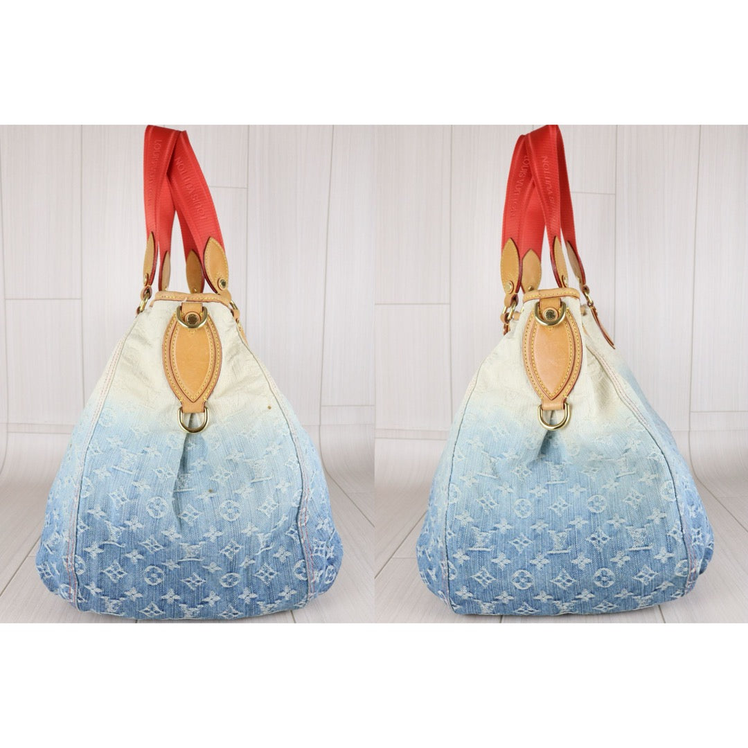Include Entrupy Certificate of Authenticity｜Good ( Rank AB) ｜  Louis Vuitton Monogram Denim  Sunshine Blue Tote Bag Shoulder Bag  ｜S26010906