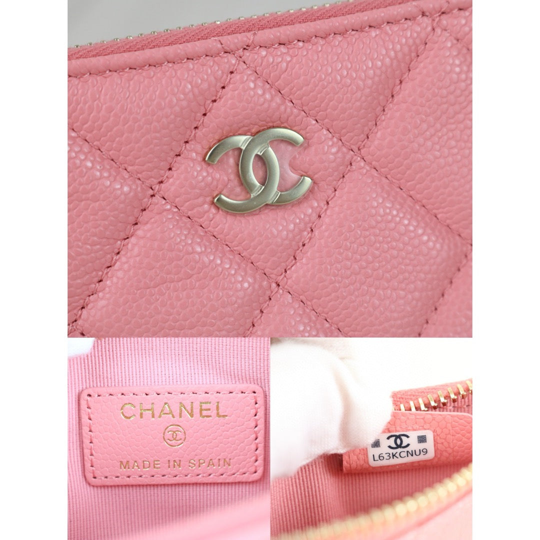 Excellent（Rank SA）｜CHANEL Caviar Skin  Leather Calf Leather Card Holder Pink IC Chips Model｜S25042304