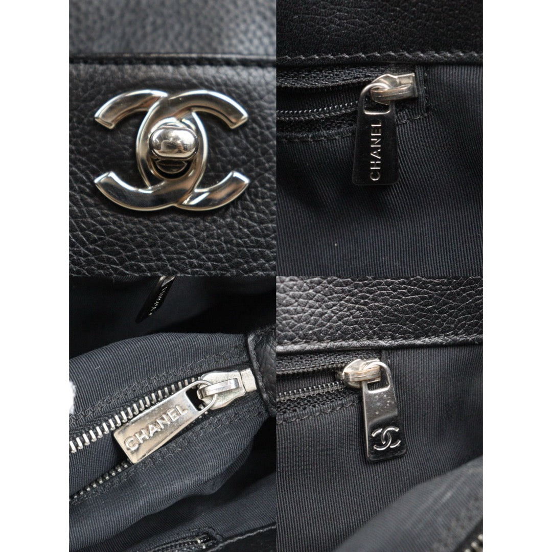 Good ( Rank AB) ｜CHANEL Calf Leather Cerf Tote Shoulder Bag Black Made in 2008-2009Year｜25090401