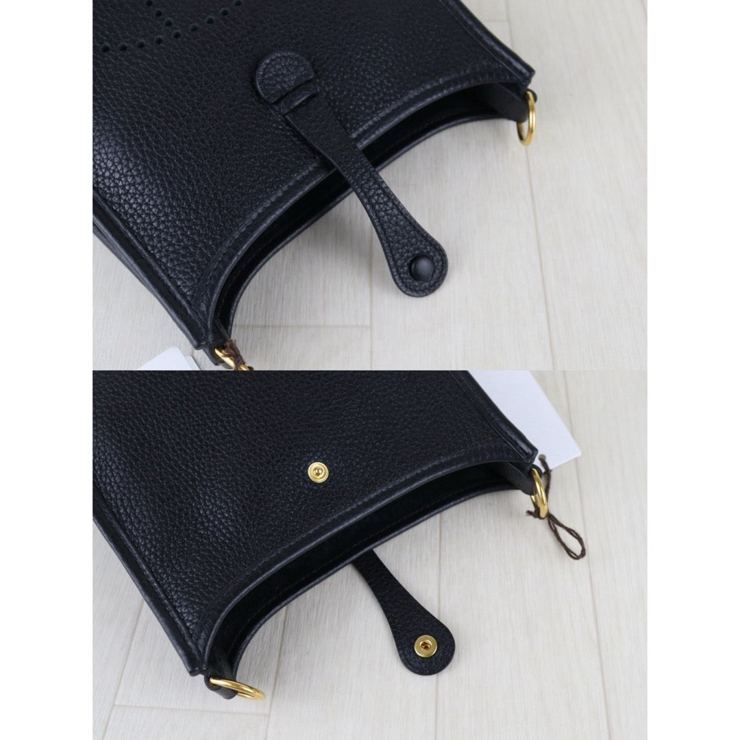 Include Entrupy Certificate of Authenticity｜Very Good ( Rank A)｜ HERMES TC Leather Mini Evelyn 16 Shoulder Bag Black Y Stamp Made In 2020Year｜S26030828