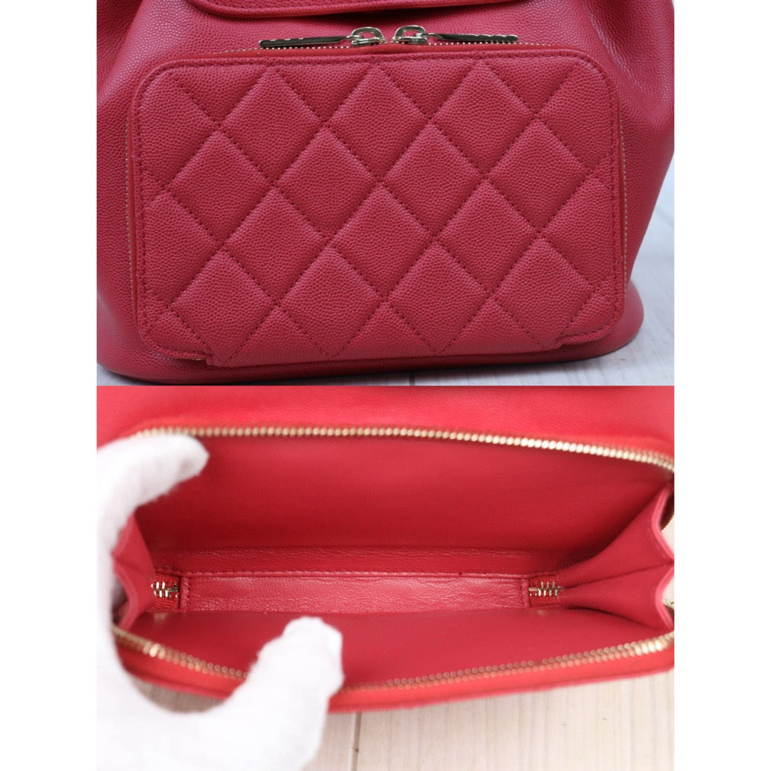 Excellent（Rank SA）｜CHANEL  Caviar Skin Leather Calf Leather Backpack  Rose red  Made in 2017-2018 Year｜W24111404