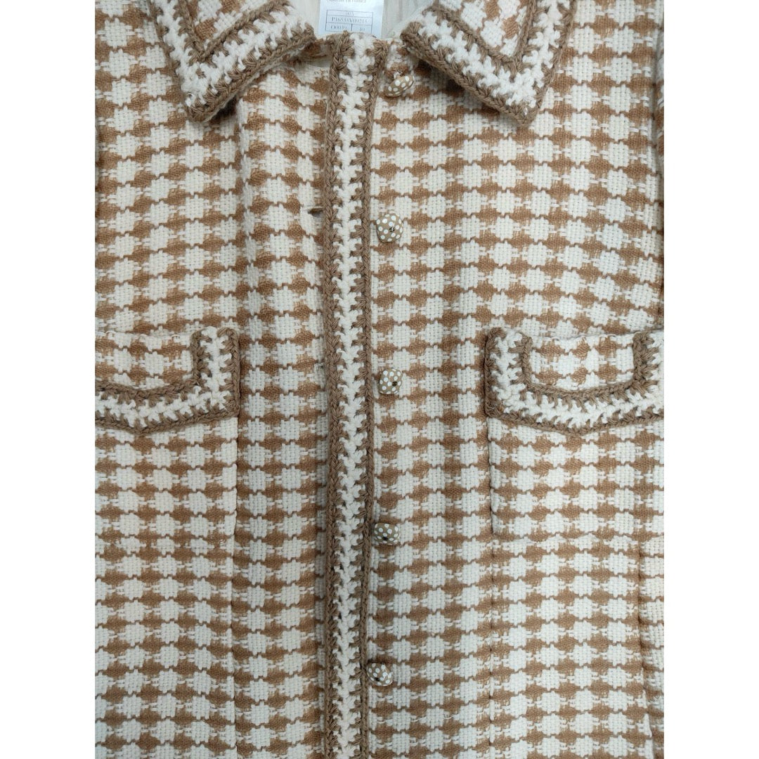 Very Good ( Rank A) ｜ CHANEL 00A Wool Houndstooth Coat 40 size  ｜W25102107